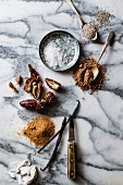 Ingredients for homemade vegan salted caramel and chocolate ice cream