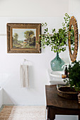 Old painting in the bathroom with rustic decoration