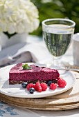 A slice of berry mousse tart