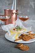 Baked Camembert with crackers