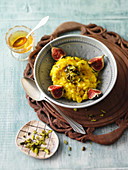 Turmeric rice pudding with cardamom and fresh figs