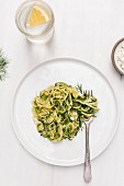 Zucchini noodles (zoodles) with feta and dill (vegetarian)