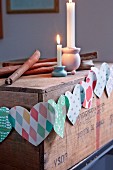 Garland of patterned paper hearts