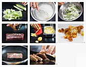 Teriyaki-Thunfischfilet mit Gurkensalat und Kartoffelchips zubereiten