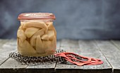 Preserved apple in a glass jar