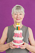 Elderly woman celebrating birthday