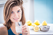 Woman drinking juice