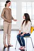 Woman practicing respiratory exercises