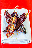 Dried red chilli peppers (Capsicum sp)