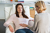 Woman practicing respiratory exercises