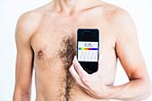 Man using health application on his smartphone