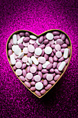 Generic pills and capsules in heart shape