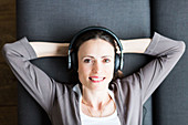 Woman using headphones