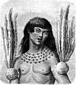 19th Century South American Ticuna man, illustration