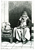 19th Century moneychanger in Jerusalem, illustration