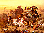 19th Century tiger hunting, illustration