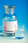 Propanone in reagent bottle