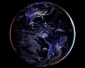 Americas at night, satellite image