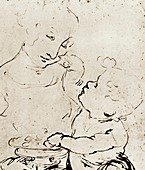 Mother and Child with a Bowl of Fruit