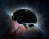 Human brain with lightning