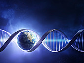 DNA strand and planet earth