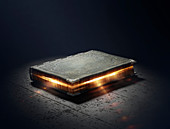 Book with glowing gold pages