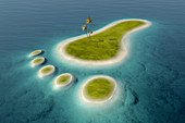 Islands in shape of footprint