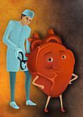 Biomedical illustration of heart treatment