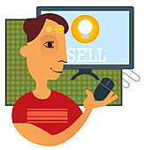 Businessman trading online, illustration