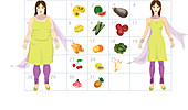 Diet calendar for fat to thin, illustration