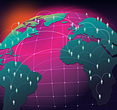 Human networking across the globe, illustration