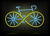 Illustration of bicycle with green wheels