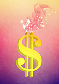 Illustration of bulbs coming out of dollar sign