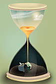 Illustration of businessman in hourglass