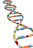 Illustration of DNA replica made from tablets
