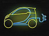Illustration of electric car and plug