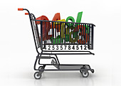Illustration of numbers in shopping cart
