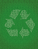 Illustration of recycle sign on green background