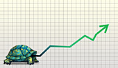 Illustration of tortoise with line graph