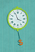 Illustration of wall clock with dollar sign