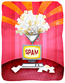 Spam mails with desktop PC, illustration