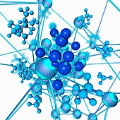 Blue molecules, illustration