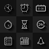 Date, time and calendar icons, illustration