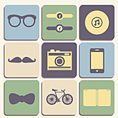 Hipster icons, illustration