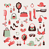 Woman's accessories, illustration