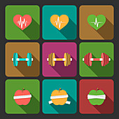 Fitness icons, illustration