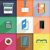 Workplace icons, illustration