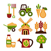 Farming icons, illustration