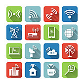 Wireless communication icons , illustration