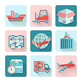 Logistics icons, illustration